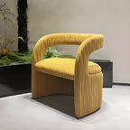 Leaf Sculptural Accent Chair and Ottoman Series, Curved Wood or Pleated Upholstery