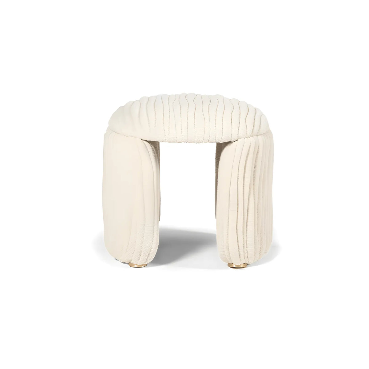 Leaf Sculptural Accent Chair and Ottoman Series, Curved Wood or Pleated Upholstery