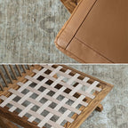 Leather Accent Chair with Zitan Wood Frame - Black/Brown