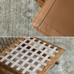 Leather Accent Chair with Zitan Wood Frame - Black/Brown