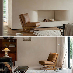 Leather Accent Chair with Zitan Wood Frame - Black/Brown