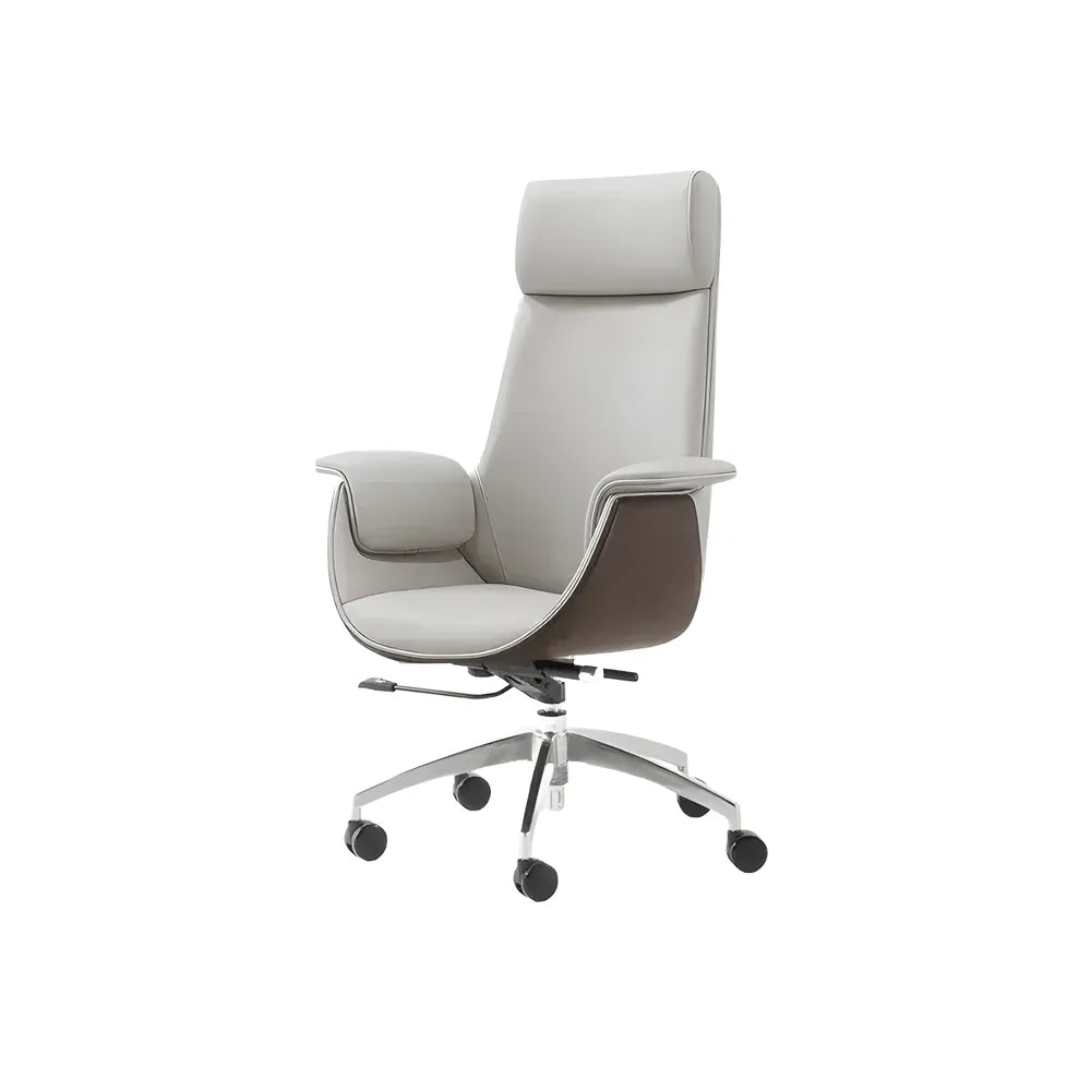 Leather Office Chair Series with Sculpted Arms, High-Back and Swivel Options