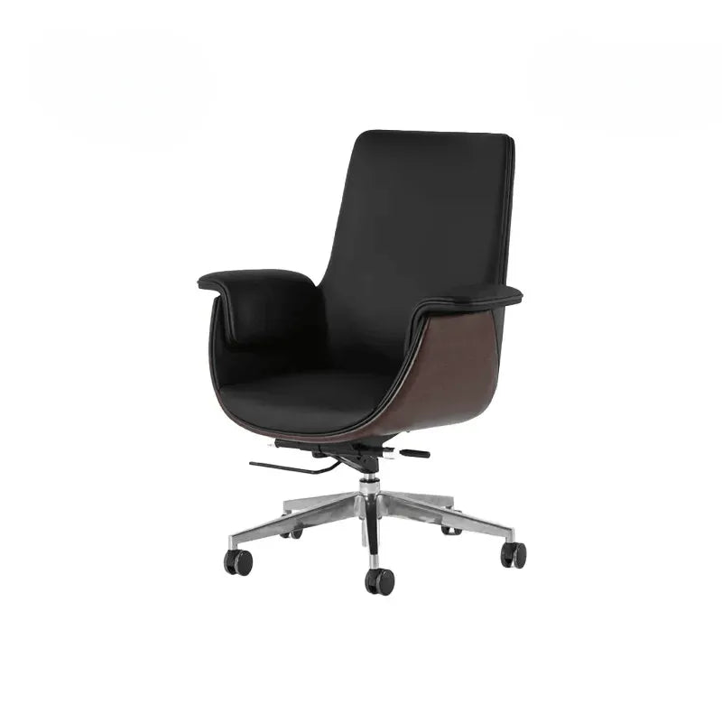 Leather Office Chair Series with Sculpted Arms, High-Back and Swivel Options