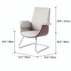 Leather Office Chair Series with Sculpted Arms, High-Back and Swivel Options Dimensions
