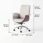 Leather Office Chair Series with Sculpted Arms, High-Back and Swivel Options Dimensions
