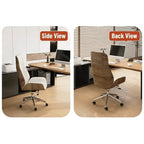 Leather Office Chair Series with Walnut Wood Trim, Reclining High or Low Back