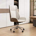 Leather Office Chair with Walnut Wood Trim, Reclining High or Low Back Main Product Image