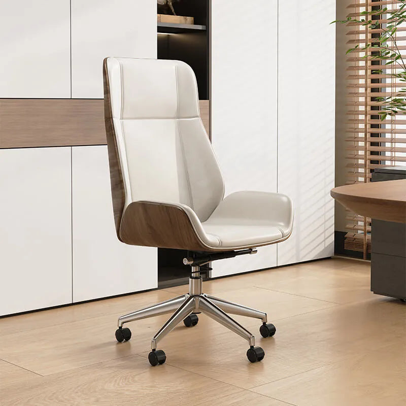 Leather Office Chair with Walnut Wood Trim, Reclining High or Low Back Main Product Image Main image