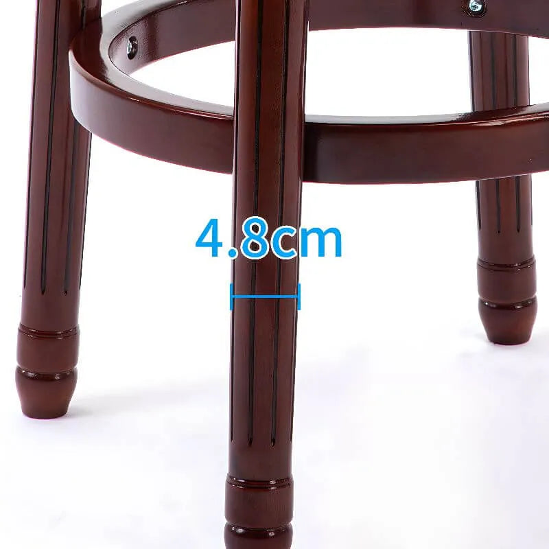 Leather Wingback Swivel Bar Stool with Nailhead Trim and Solid Wood Base