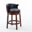 Leather Wingback Swivel Bar Stool with Nailhead Trim and Solid Wood Base
