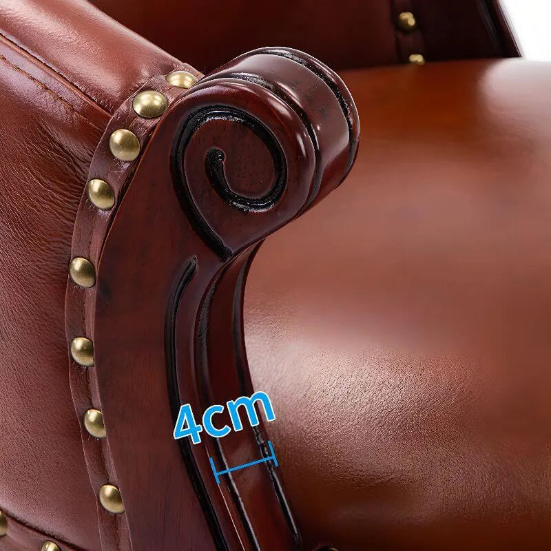 Leather Wingback Swivel Bar Stool with Nailhead Trim and Solid Wood Base