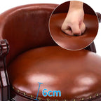 Leather Wingback Swivel Bar Stool with Nailhead Trim and Solid Wood Base