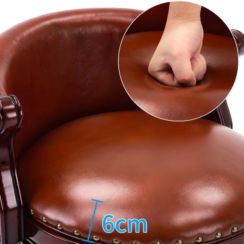 Leather Wingback Swivel Bar Stool with Nailhead Trim and Solid Wood Base