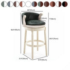 Leather Wingback Swivel Bar Stool with Nailhead Trim and Solid Wood Base