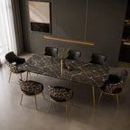Leopard Dining Chair Series With Black Leather and Brushed Gold Frame