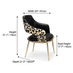 Leopard Dining Chair Series With Black Leather and Brushed Gold Frame Dimensions
