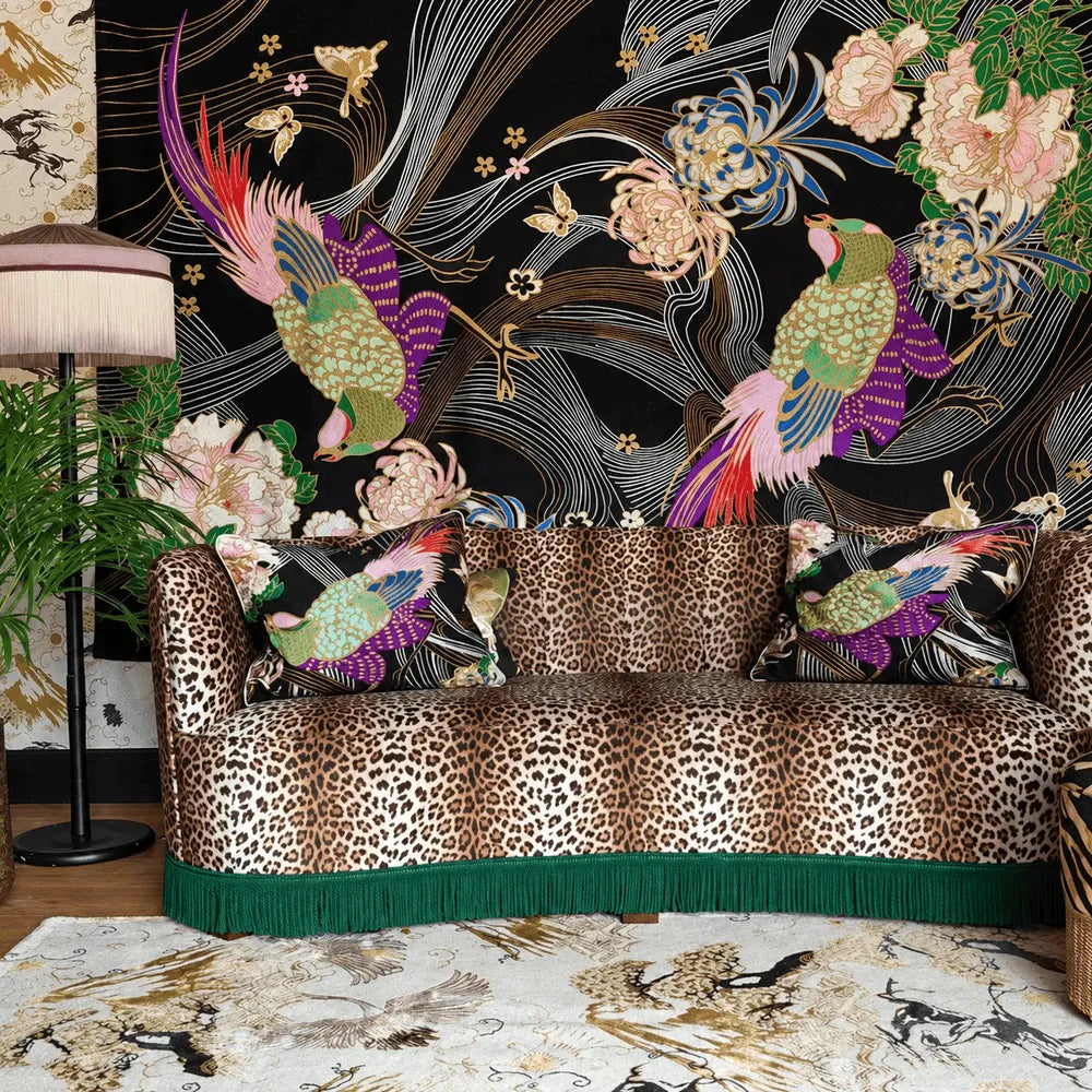 Leopard Jacquard Velvet Tassel Sofa Series With Curved Lounge Silhouette