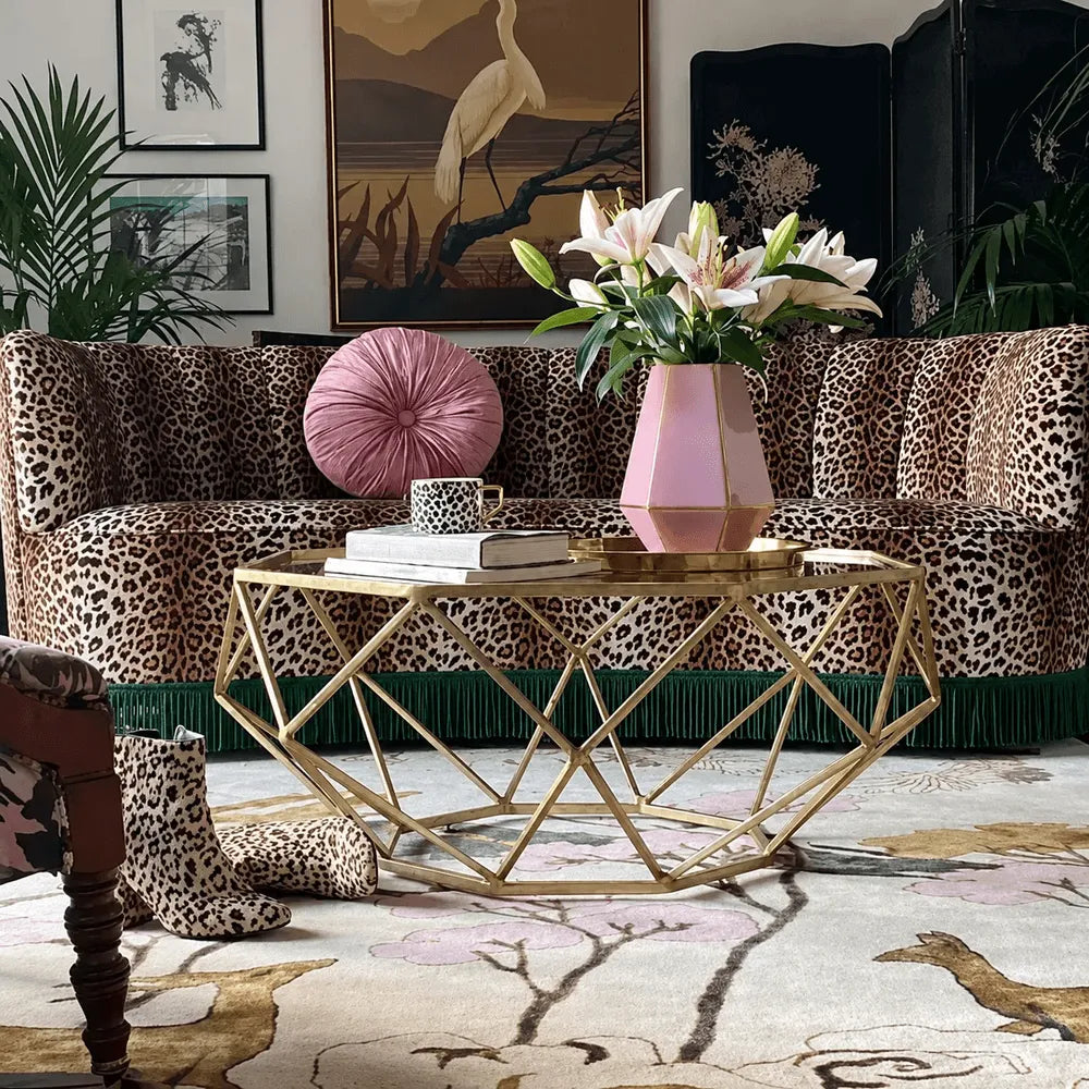 Leopard Jacquard Velvet Tassel Sofa Series With Curved Lounge Silhouette