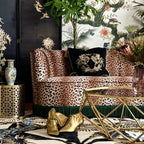 Leopard Jacquard Velvet Tassel Sofa Series With Curved Lounge Silhouette