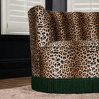 Leopard Jacquard Velvet Tassel Sofa Series With Curved Lounge Silhouette