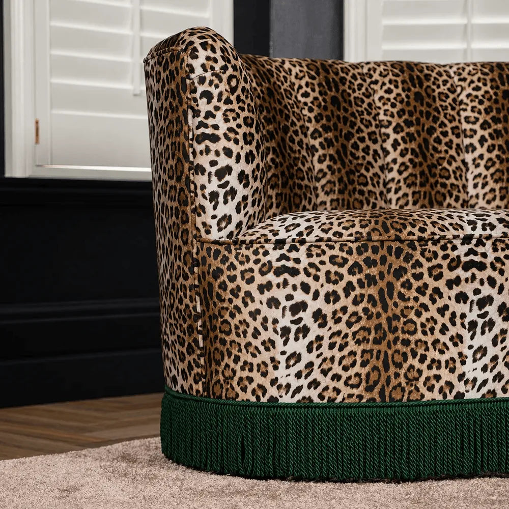 Leopard Jacquard Velvet Tassel Sofa Series With Curved Lounge Silhouette