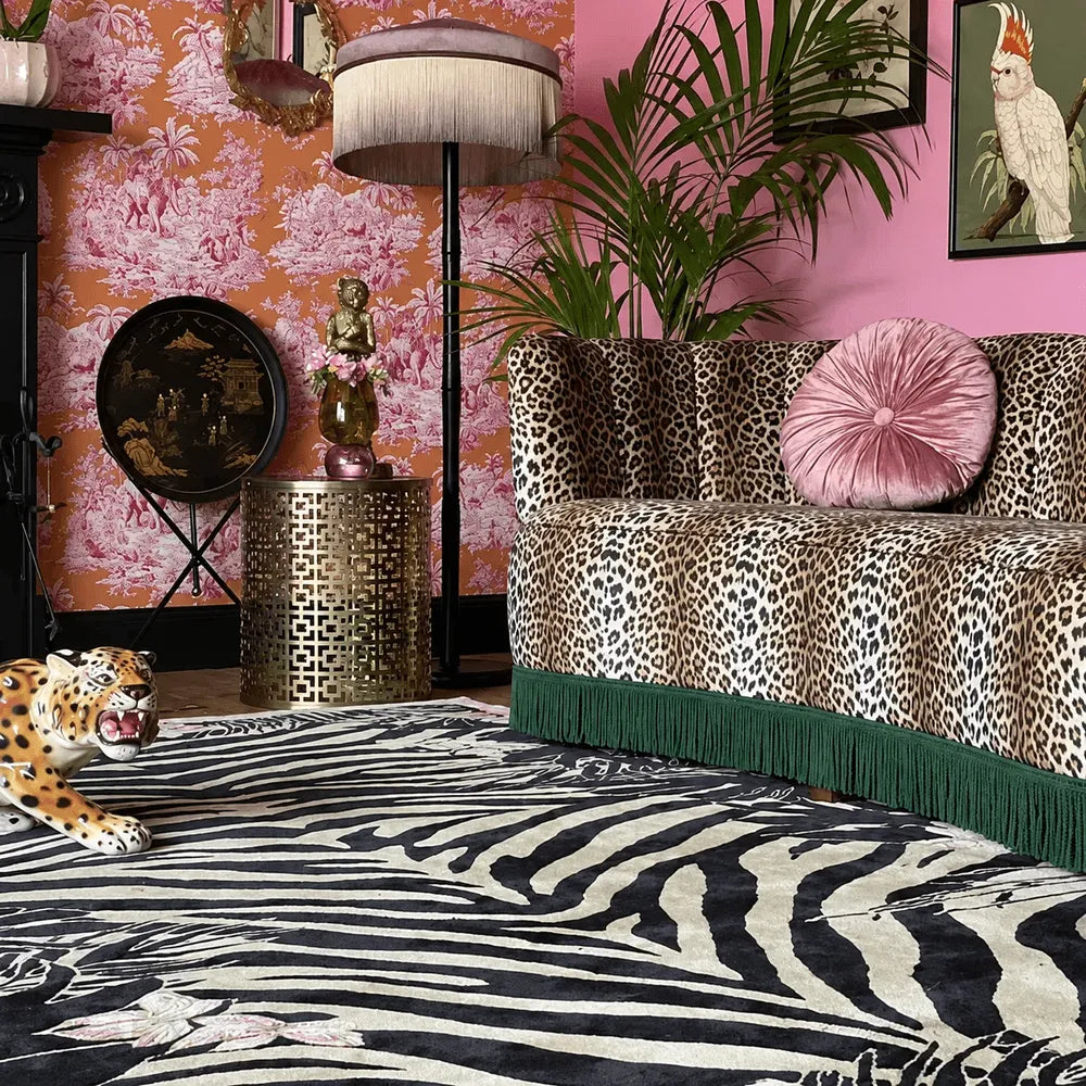Leopard Jacquard Velvet Tassel Sofa Series With Curved Lounge Silhouette