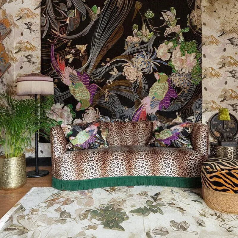 Leopard Jacquard Velvet Tassel Sofa Series With Curved Lounge Silhouette Main Product Image メイン画像