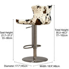 Leopard, Mink and Alpaca Pattern Bar Stool with Sculptural Swivel Lift