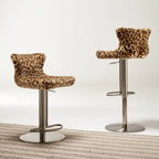 Leopard, Mink and Alpaca Pattern Bar Stool with Sculptural Swivel Lift Main Product Image