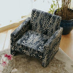 Leopard Pattern Lounge Chair and Ottoman, Sculptural Italian Block Silhouette