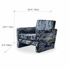 Leopard Pattern Lounge Chair and Ottoman, Sculptural Italian Block Silhouette Dimensions