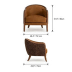 Leopard Print Barrel Chair with Red Oak Frame and Warm Velvet Upholstery Dimensions
