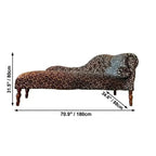 Leopard Print Chaise Lounge with Victorian Carved Wood and S-Curve Silhouette Dimensions