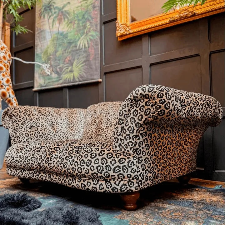 Leopard Print Sofa Series with Solid Wood Frame and Deep Lounge Seat