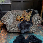 Leopard Print Sofa Series with Solid Wood Frame and Deep Lounge Seat