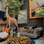 Leopard Print Sofa Series with Solid Wood Frame and Deep Lounge Seat