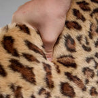 Leopard Print Swivel Chair in Faux Mink Plush, Sculptural Vanity Accent