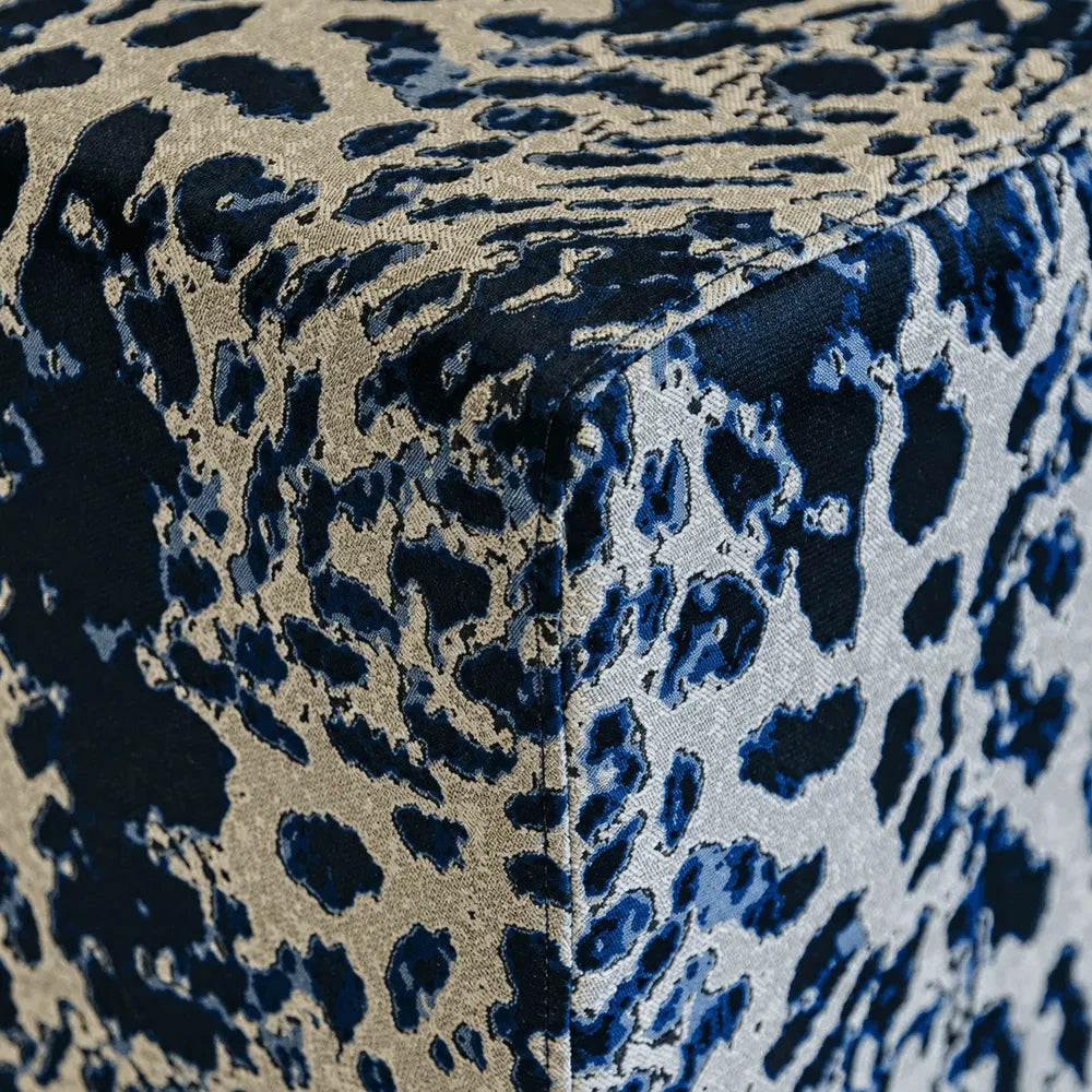 Leopard Velvet Ottoman Stool Series, Sculptural Accent for Living Room