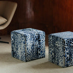 Leopard Velvet Ottoman Stool Series, Sculptural Accent for Living Room