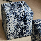 Leopard Velvet Ottoman Stool Series, Sculptural Accent for Living Room
