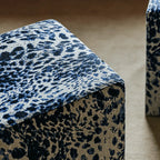Leopard Velvet Ottoman Stool Series, Sculptural Accent for Living Room
