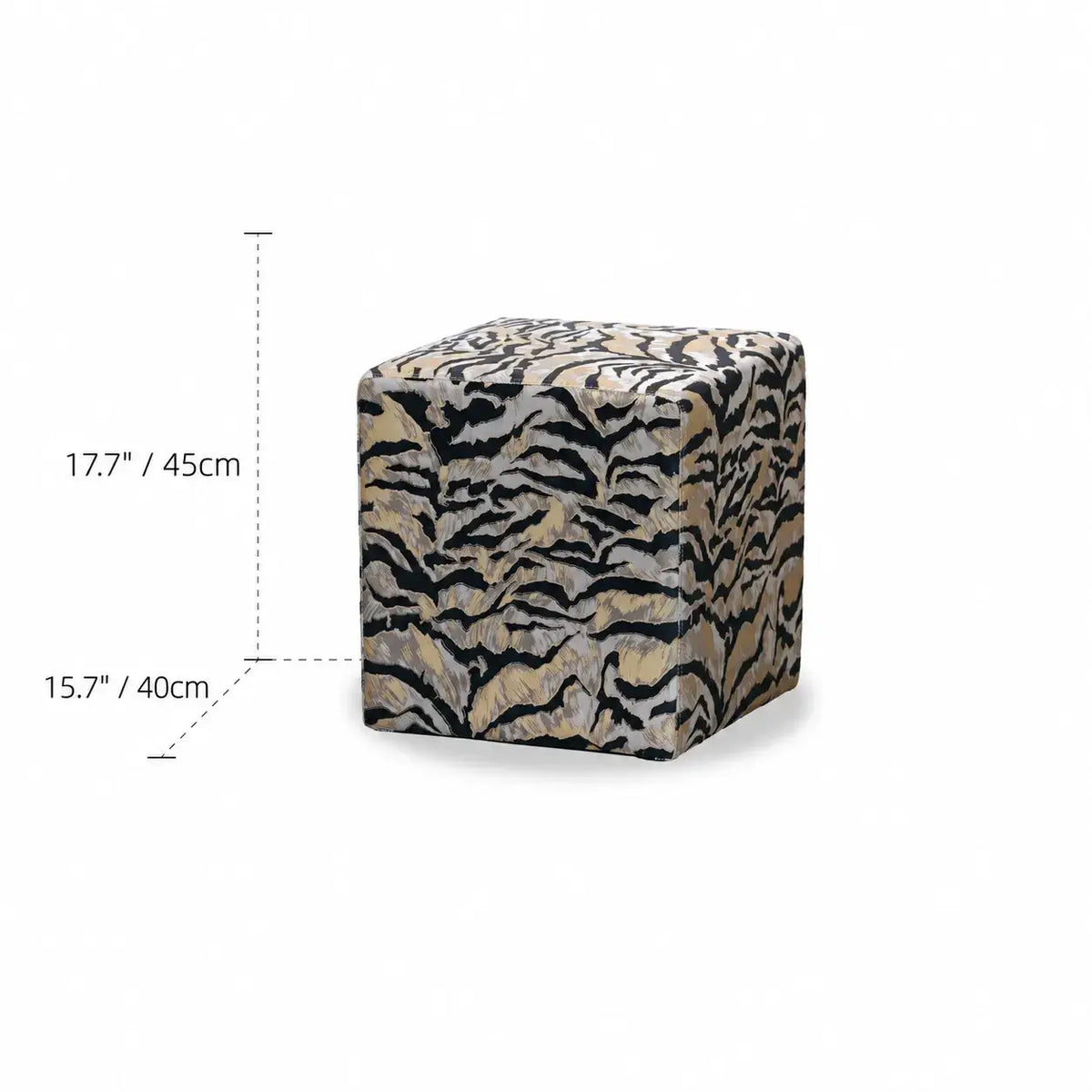 Leopard Velvet Ottoman Stool Series, Sculptural Accent for Living Room Dimensions