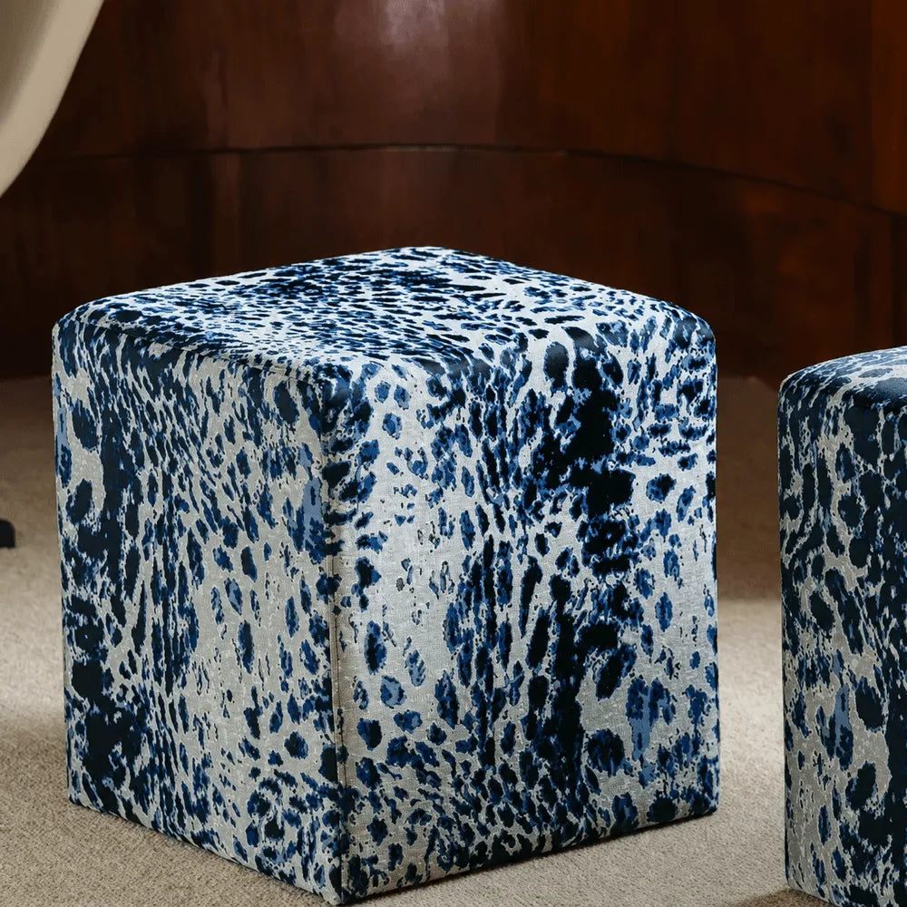 Leopard Velvet Ottoman Stool Series, Sculptural Accent for Living Room Main Product Image