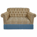 Leopard Velvet Tassel Sofa Series with Tufted Back and Lounge Arms