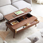 Lift-Top Coffee Table With Hidden Storage, Natural Wood