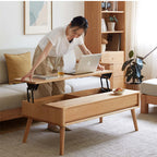 Lift-Top Coffee Table With Hidden Storage, Natural Wood