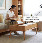 Lift-Top Coffee Table With Hidden Storage, Natural Wood