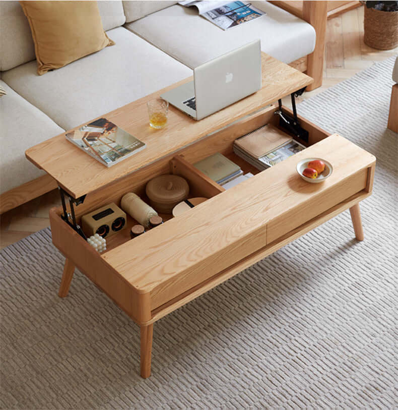 Lift-Top Coffee Table With Hidden Storage, Natural Wood Main Product Image Hauptbild
