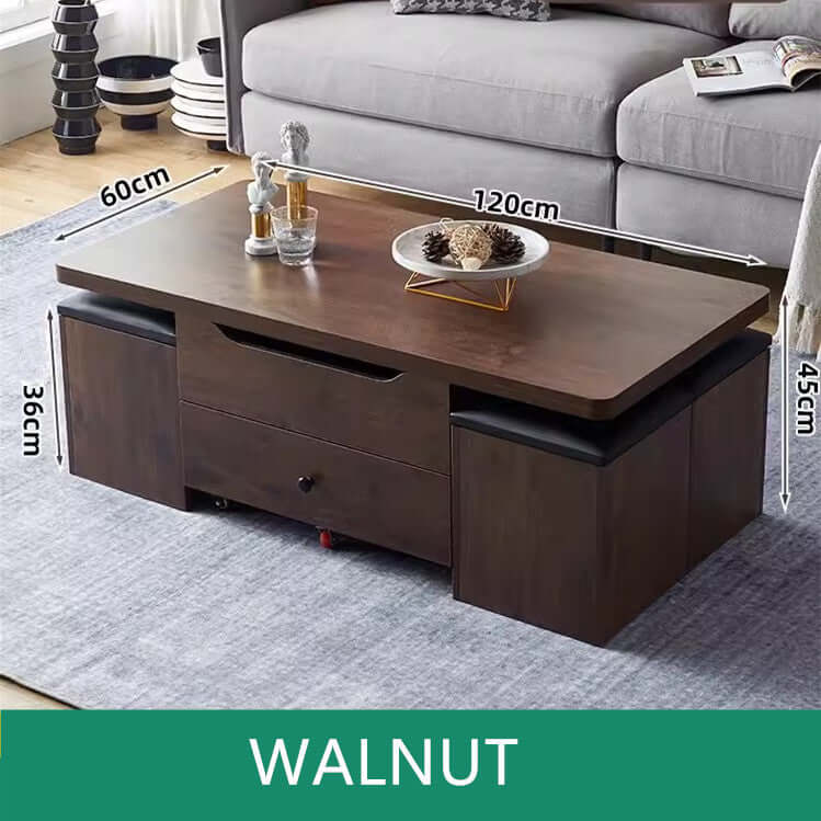 Lift-Top Coffee Table with Storage Drawers - Black