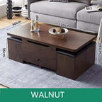 Lift-Top Coffee Table with Storage Drawers - Black